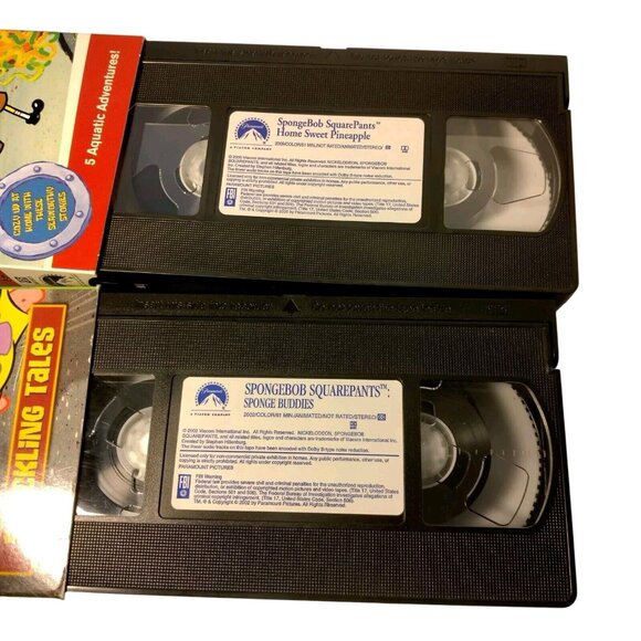 Sponge Bob Squarepants Cartoon VHS Tapes Lot of 5 Nickelodeon Kids Teen - Picture 7 of 8